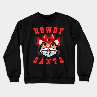 Xmas Santa Claus Cartoon Red Cowboy Hat Crewneck Sweatshirt